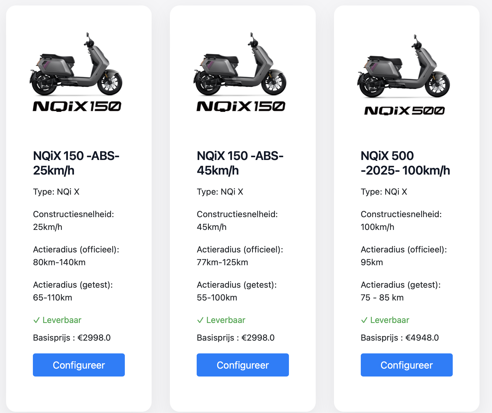 Levertijd nu in configurator